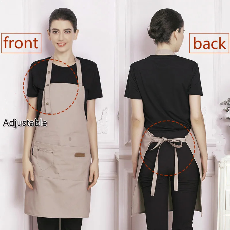 Custom Company Shop Kitchen Aprons For Woman Men Chef Work Grill Restaurant Bar Cafes Beauty Nails Studios Uniform 240810