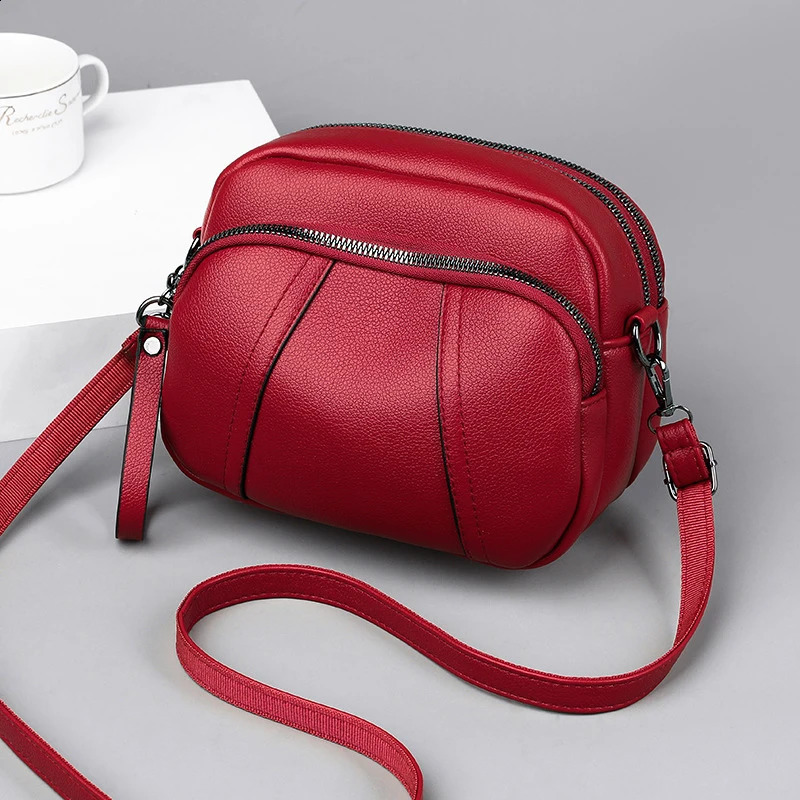 Solid Color Fashionable Rivet Zipper Womens Mobile Phone Bag Simple Soft Leather Shoulder Crossbody Small Square y240823