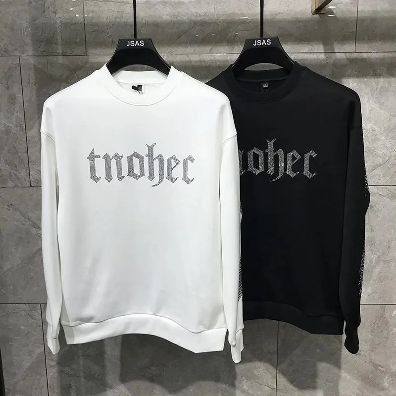 Rhinestone Style Winter Trend Men Hoodie High Quality Pure Cotton Hoody Casual Fashion Pullover -Selling Tops 240810