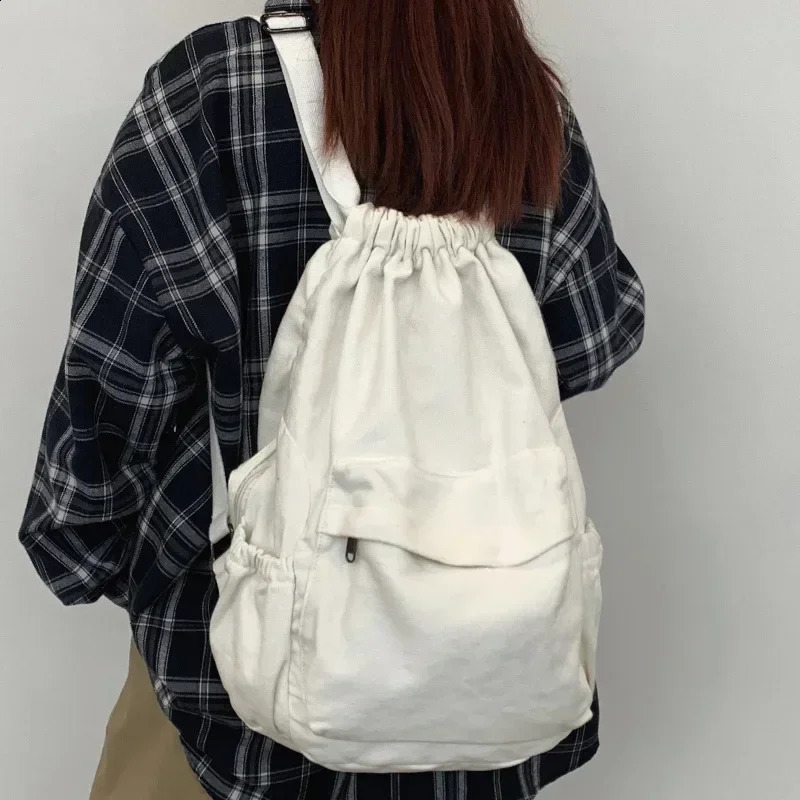 Selling Women Canvas Cute Drawstring Backpack Fashion High Quality Laptop School Bag Cool Travel School Bag Bolsa 240809