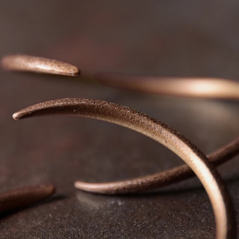 Hand Forged Cuff Solid Copper Bracelet Rustic Metal Do Old Punk Bangle Viking Handmade Jewelry Unisex Couple Lover Accessories 240809