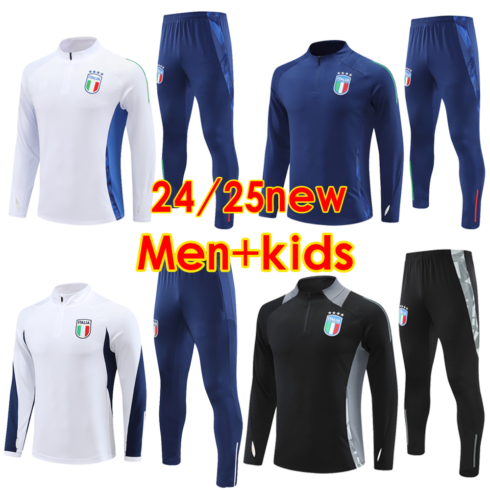 2024 2025 italy soccer tracksuit 24 25 RASPADORI CHIESA BARELLA DIMARCO Sportswear fottball jacket Training suit men kids Jogger long-sleeved tracksuit jogging set