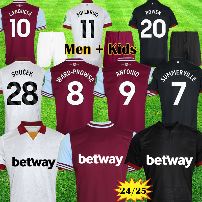 24 25 BOWEN L. PAQUETA FULLKRUG WHU soccer jerseys 2024 2025 ALVAREZ kits ANTONIO WARD PROWSE SUMMERVILLE WEST football shirts INGS HAMS GUILHERME MEN Kids Equipment