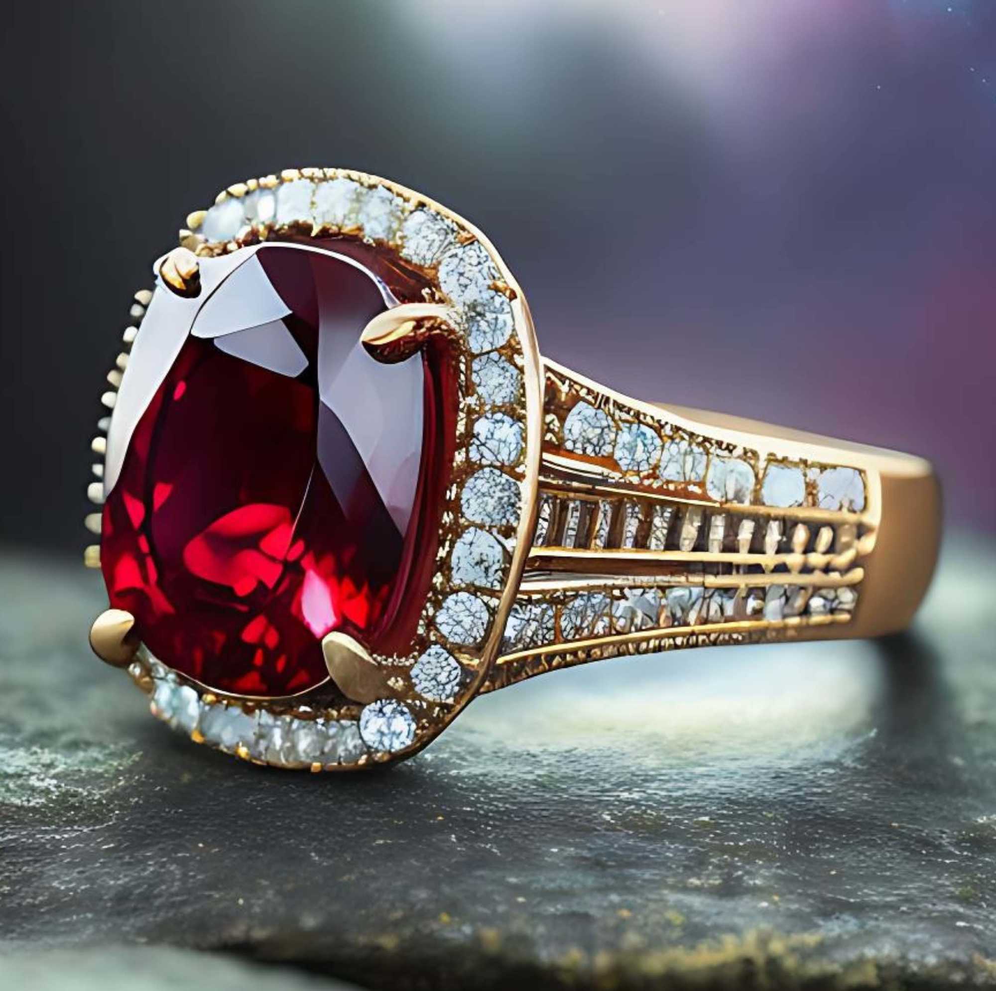 Fancy Beautiful Perfect Custom Engagement Wedding Lab Grown Diamond Ruby Moissanite 24k Gold Rings For Sale