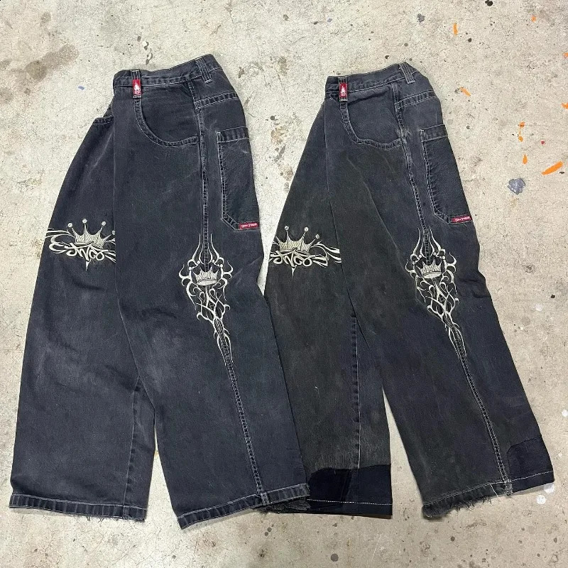 Y2K Baggy Jeans vintage JNCO high quality Embroidered jeans Harajuku Hip Hop streetwear high waisted fashion wide leg jeans 240809
