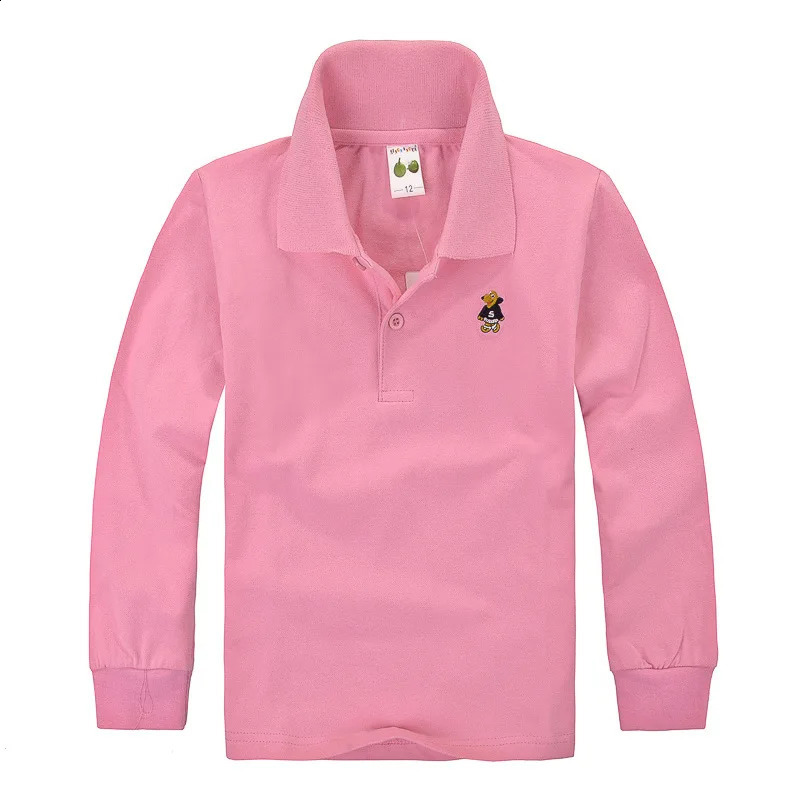 Kids Polo Shirts Fashoin Breathable Spring Autumn Boys And Girls Tops Tees Long Sleeve Solid Color Children Clothes 3-14Y 240810