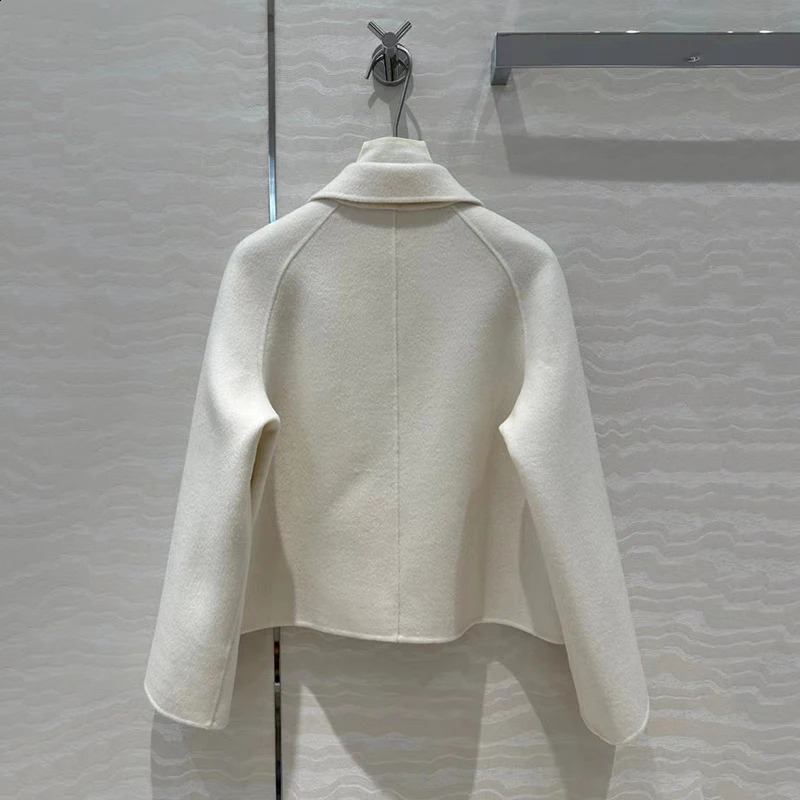 Womens Double Sided Tweed Cashmere Jacket Coat Customized Hardware Button High Quality Fashion Top Fall y2k 240810