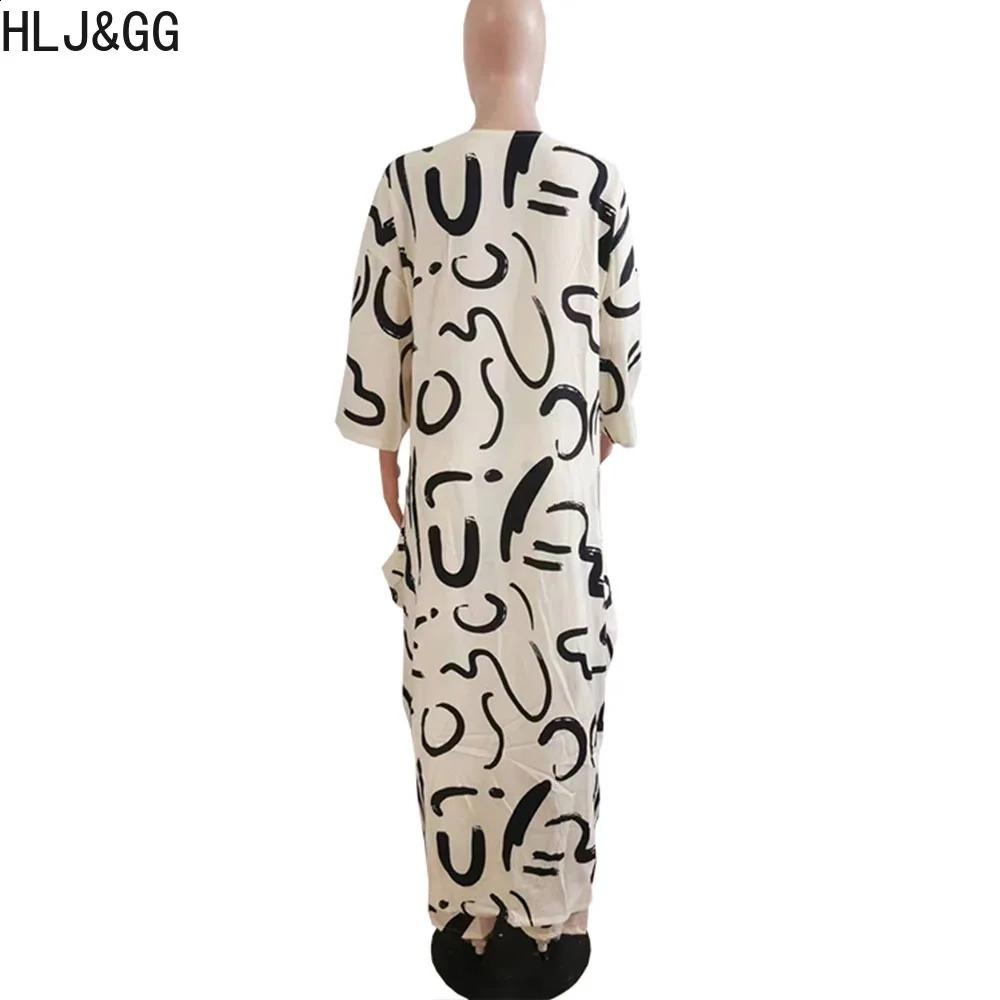HLJ GG Women African Print 2 Piece Set Outfit Casual V Neck Short Sleeve Long Slit Tops And Caftans Wide Leg Pants Clothes 240810
