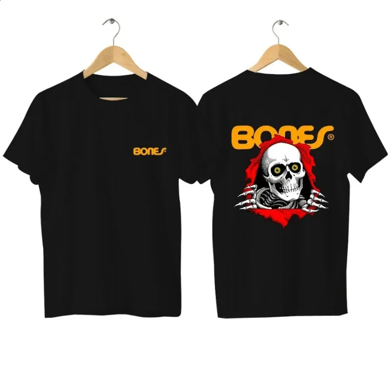 Powell Peralta Bones Skateboarding Printed Mens Tshirt Oneck Short Sleeve High Quality Street Clothing Summer Womens Top 240810