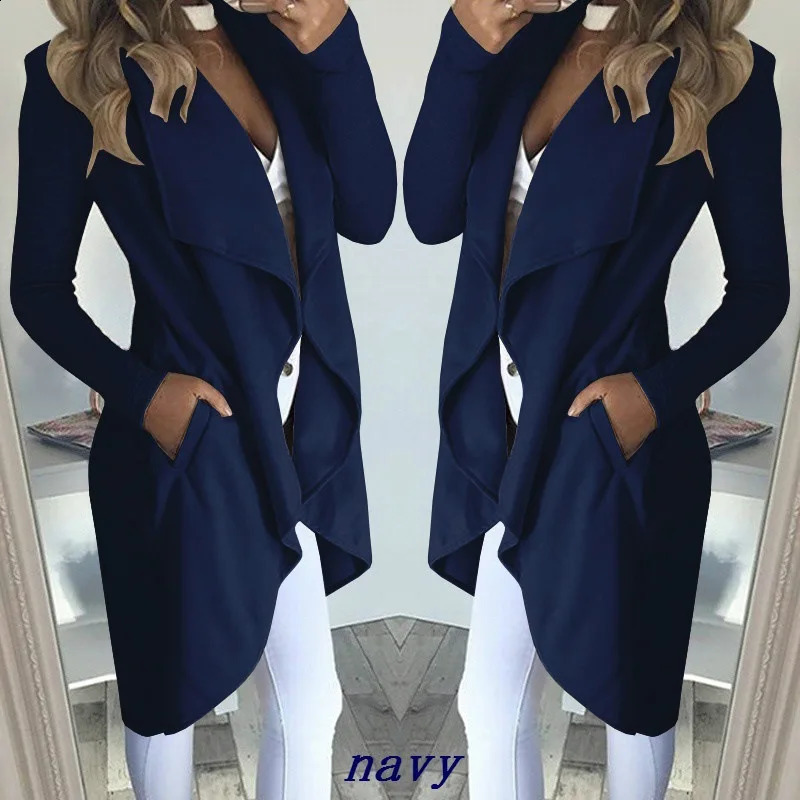 Solid color lapel ultrathin long sleeved trench coat for women 240810