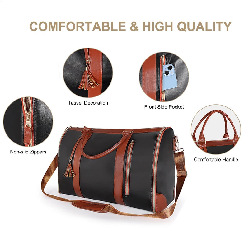 Travel bag womens PU folding travel bag large capacity tote bag multifunctional waterproof travel organizer 240904