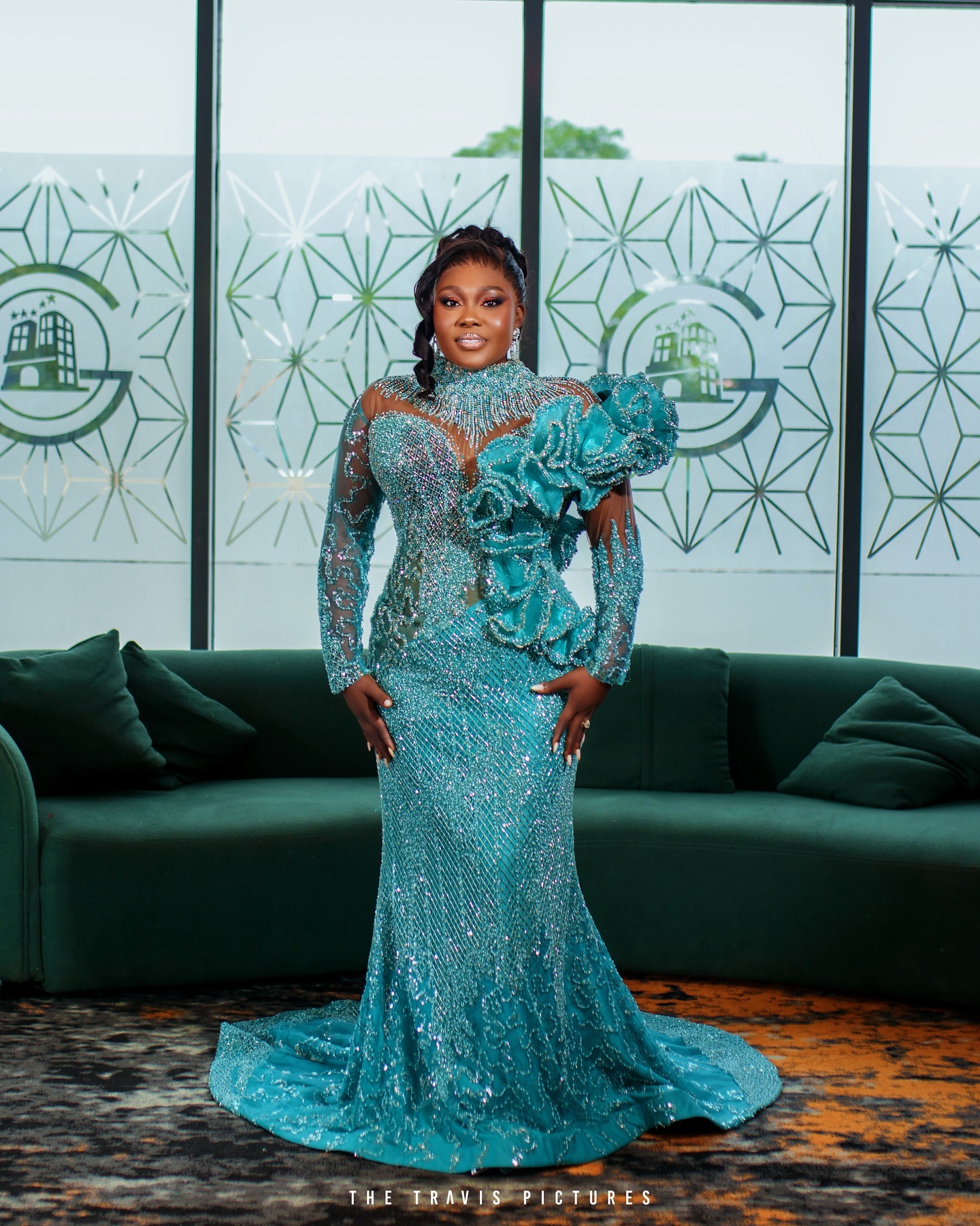 2024 Plus Size Hunter Green Mermaid Prom Dress Lacefull Promdress Full Sleeves Evening Formal Party Second Reception Birthday Engagement Gowns Dresses