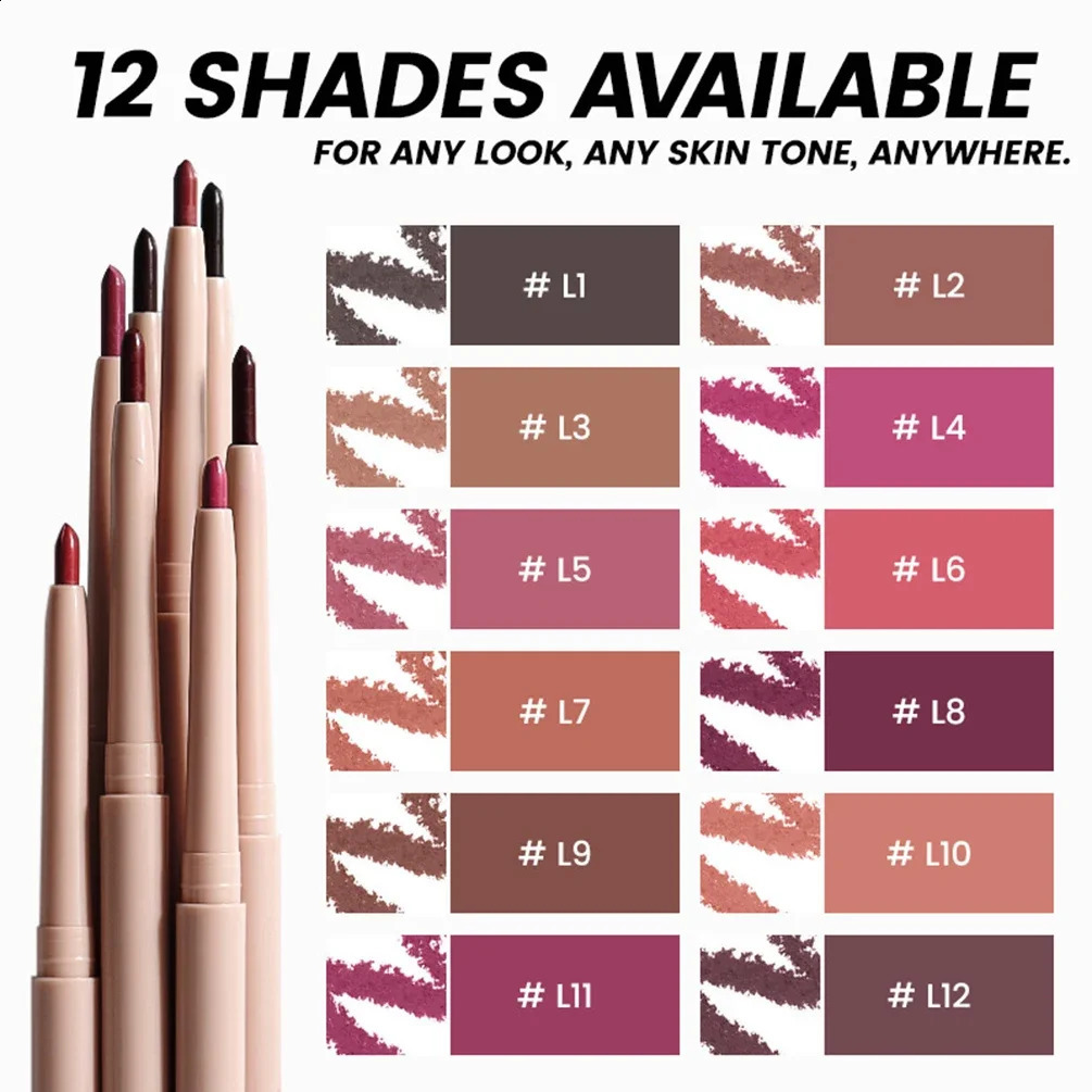 1g Custom Bulk Creamy Lip Liner Private Label 12-Color Pink Tube Matte Waterproof Pigment Plumper Long-lasting Moist Lips Makeup 241226