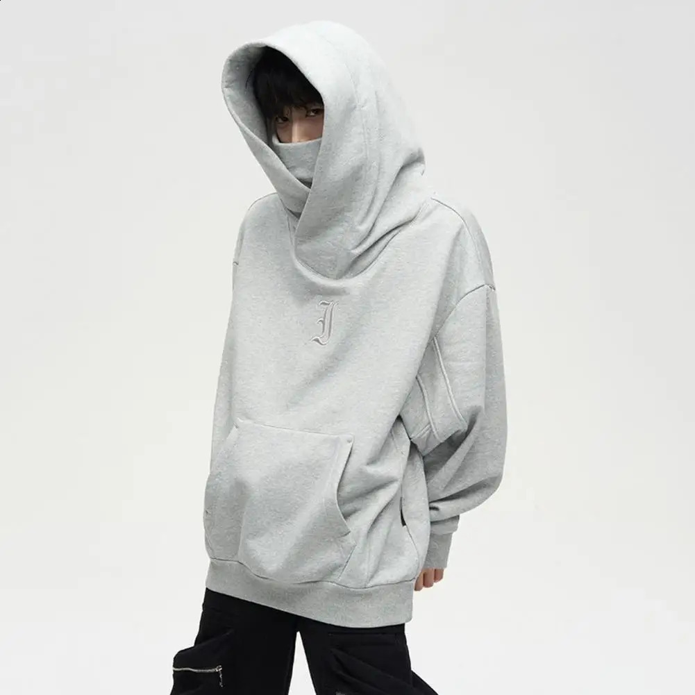Men Polyester Sweatshirt Japanese Harajuku Cyber Punk Streetwear Mens Oversized Techwear Hoodie for Winter Comfort Hooded 240813