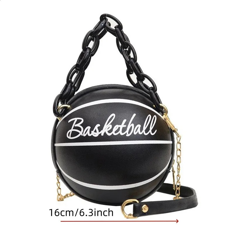 Women Shoulder Bag PU Leather Chain Basketball Letter Print Teenagers Handbag Fashion Crossbody Bags Female 240815ZYl