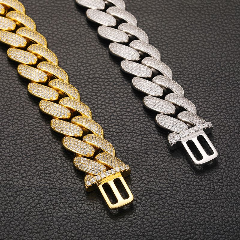 Miami Cuban Link Chain for Men Micro Inlaied 4 Row Bling Diamond 20MM Wide Iced Out Chains Necklace Designer Prong Rock Hip Hop 18K Gold Moissanite Je