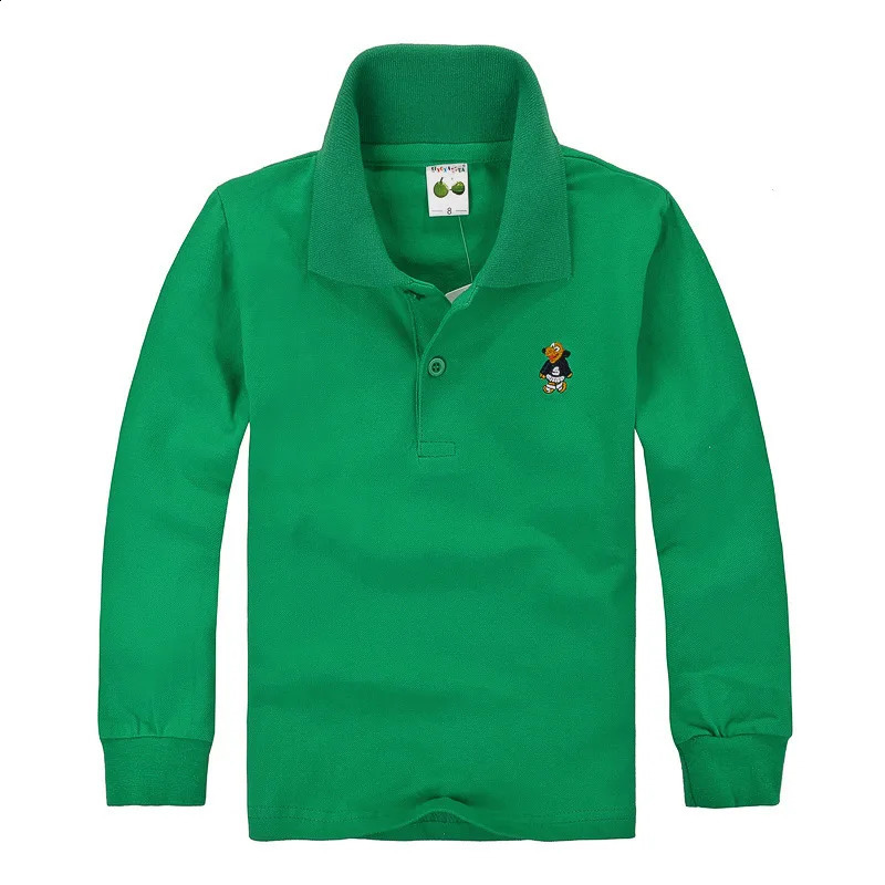 Kids Polo Shirts Fashoin Breathable Spring Autumn Boys And Girls Tops Tees Long Sleeve Solid Color Children Clothes 3-14Y 240810