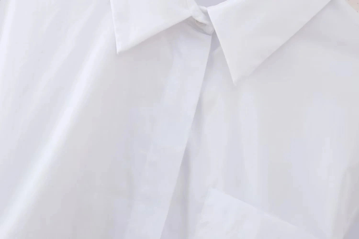 Traf belt cut shirt womens button white fashionable collar long sleeved top 240810
