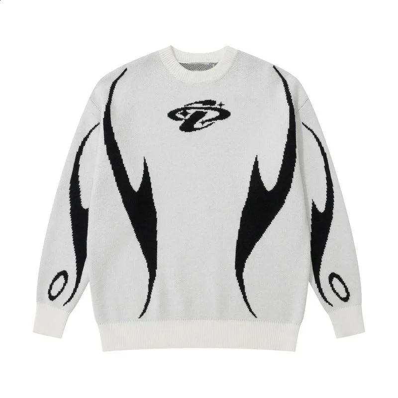 Womens sweaters mens Pulleys creative striped knitted streetwear womens oversized Harajuku O-neck knitted clothing emo240810bj - view 5