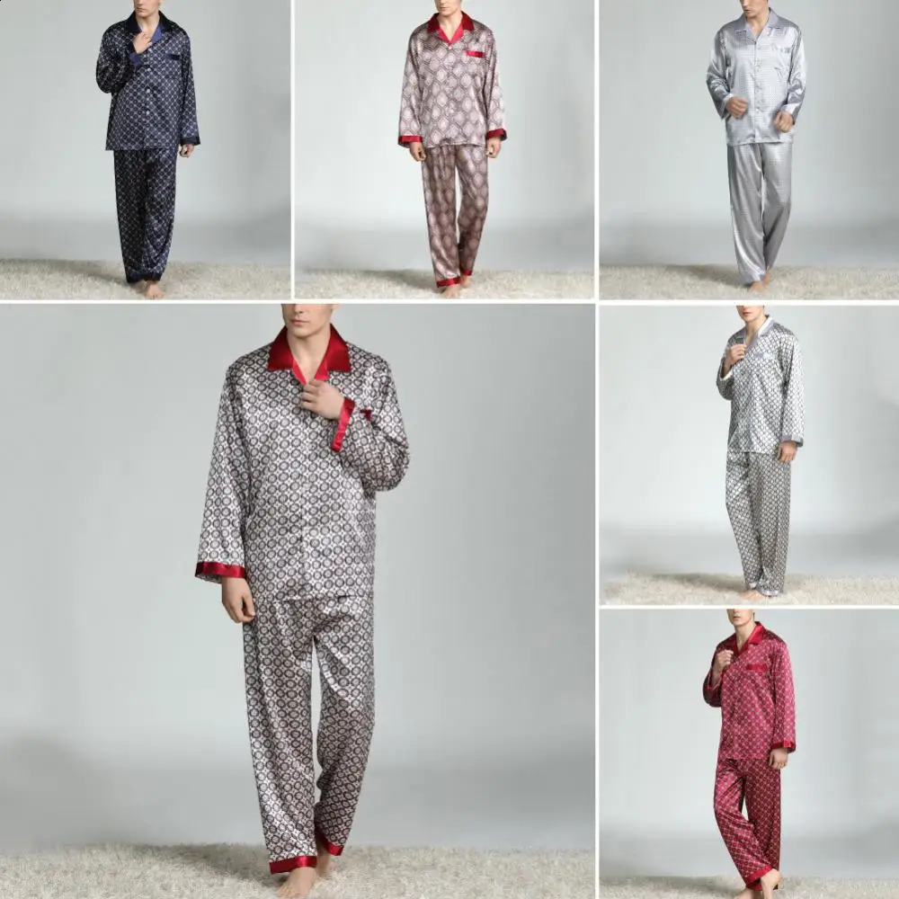 Copy silk pants sleepwear mens summer set 240810