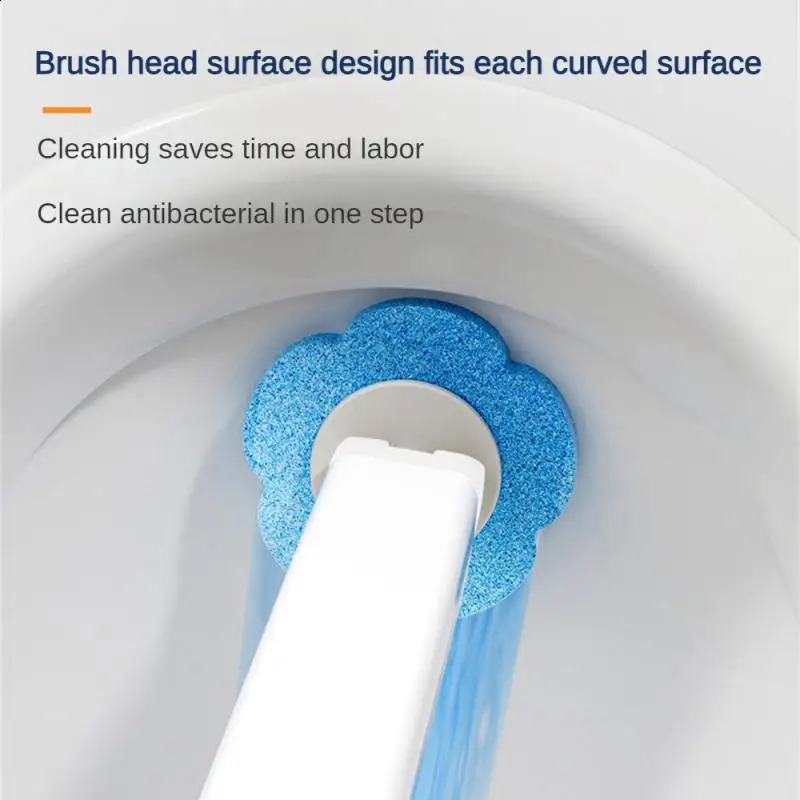 Disposable Toilet Brush Cleaner With Long Handle Bathroom Cleaning Sponge Brush With Replaceable Brush Head Toilet Accessories 240810