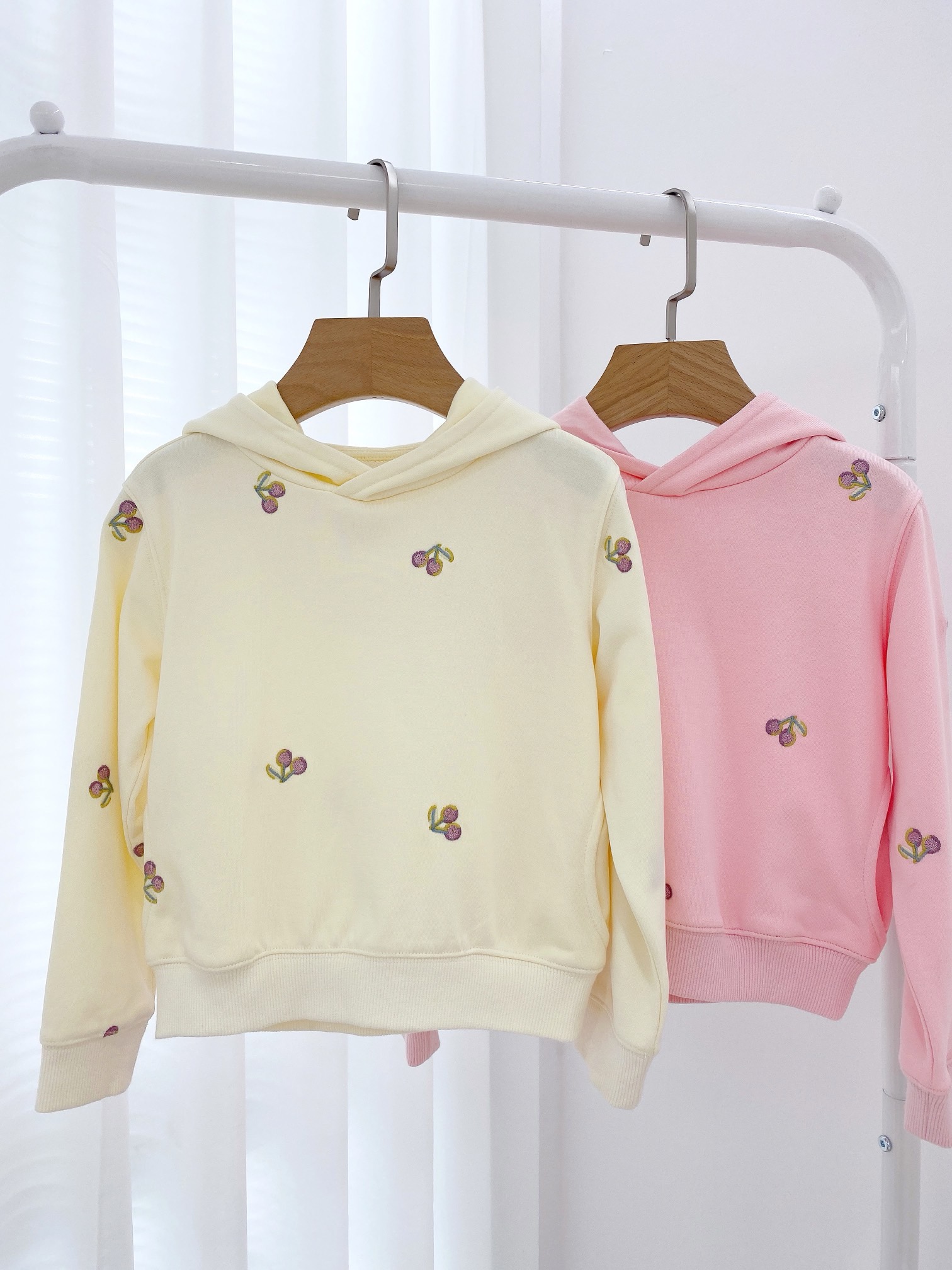 Kids Girl Hoodies Cherry Printed Clothing Fashion Autumn Sports Suit Baby Girls Hooded Hoodie Pink Sweatshirts