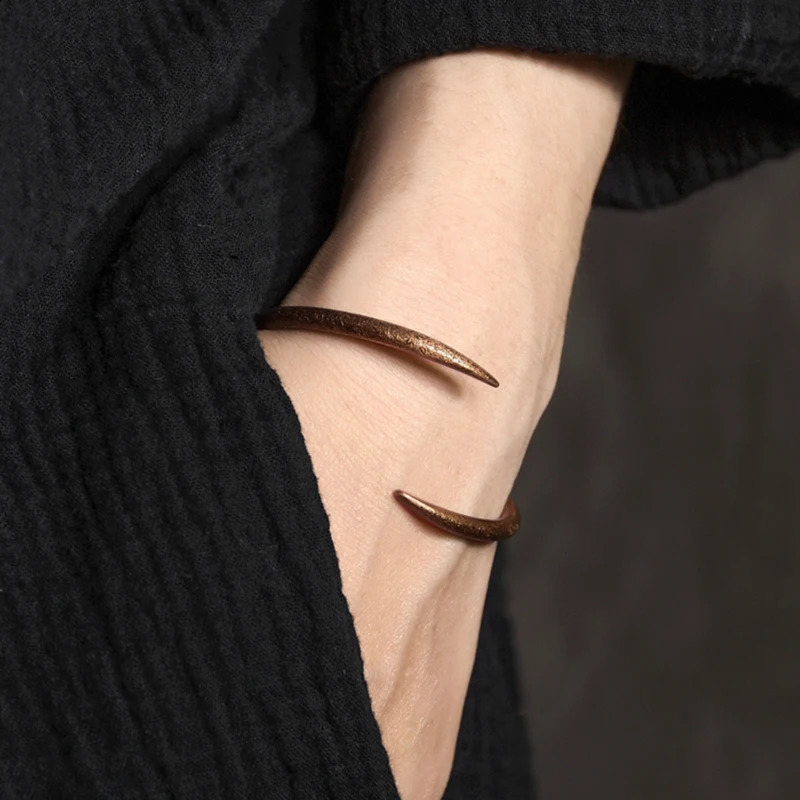 Hand Forged Cuff Solid Copper Bracelet Rustic Metal Do Old Punk Bangle Viking Handmade Jewelry Unisex Couple Lover Accessories 240809