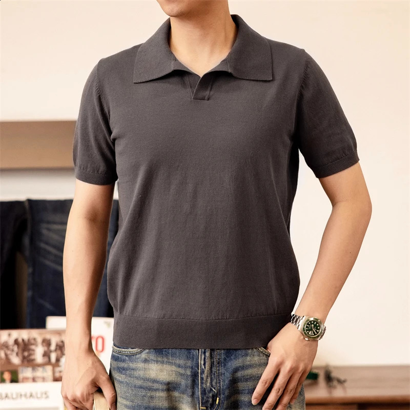 Red Tornado Italian Style Knit Polo Shirt Smart Casual TurnDown Collar Tee Slim Fit 240810