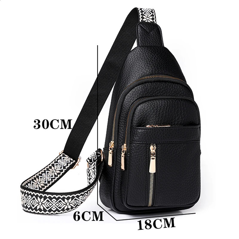 Women PU Leather Chest Bag High Quality Shoulder Bags Casual Womens Crossbody Fashion Female 2024 Sac a Main 240810Z
