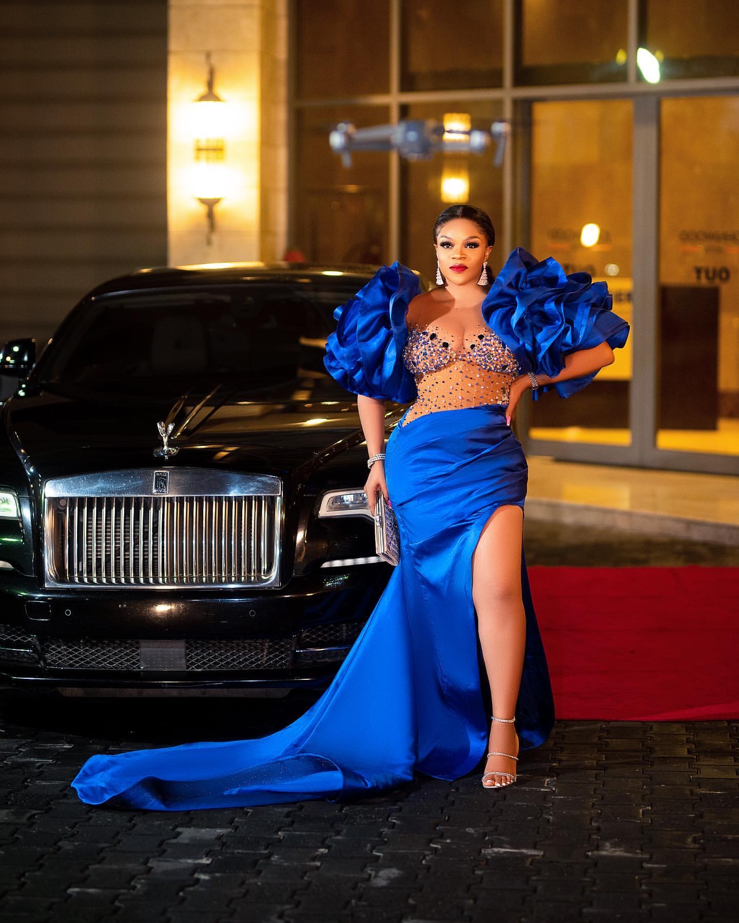 2024 Plus Size Royal Blue Illusion Mermaid Prom Dress Satin Promdress Crystals Evening Formal Party Second Reception Birthday Engagement Gowns Dresses