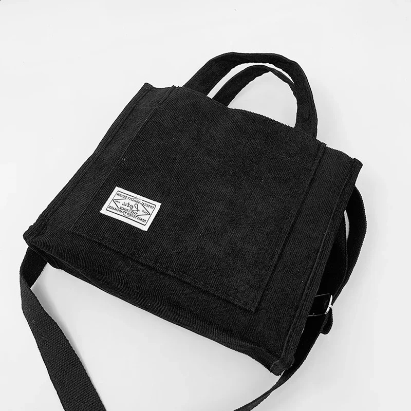 Women Corduroy Zipper Shoulder Bag Small Cotton Canvas Handbag Casual Tote Female Eco Crossbody Vintage Messenger Bags y240816