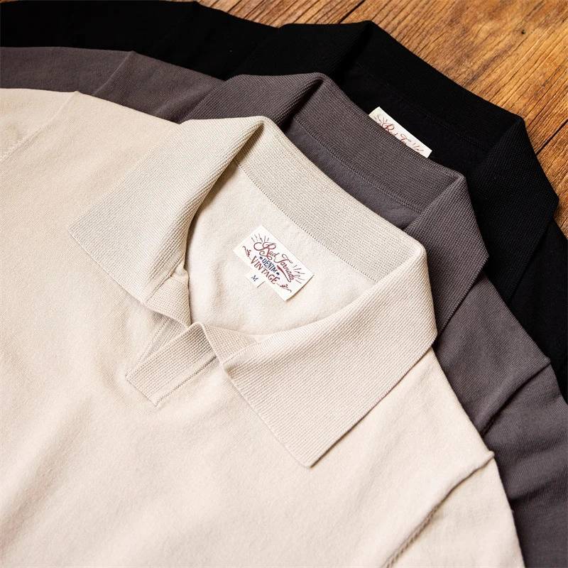 Red Tornado Italian Style Knit Polo Shirt Smart Casual TurnDown Collar Tee Slim Fit 240810