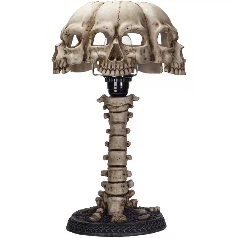 Skull Table Lamp Skeleton Horror 3D Statue Creative Party Ornament Prop Halloween Home Decoration Atmosphere Lamp Night Light 240810