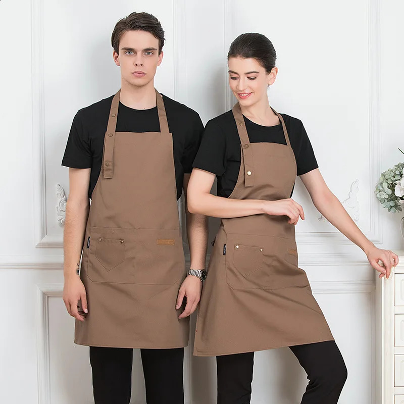 Custom Company Shop Kitchen Aprons For Woman Men Chef Work Grill Restaurant Bar Cafes Beauty Nails Studios Uniform 240810
