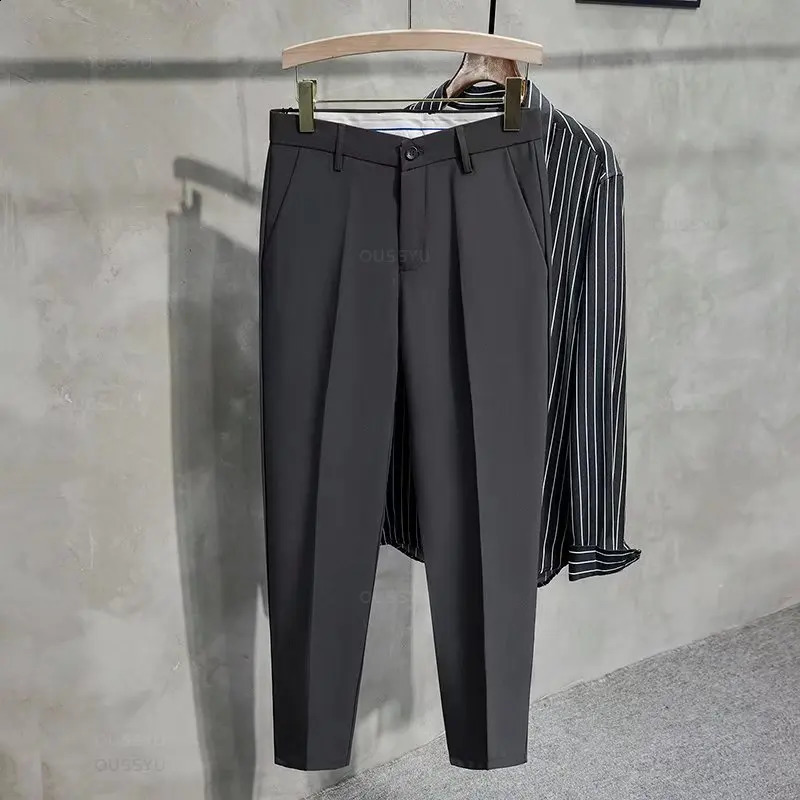 Spring Summer Suit Pants Men Thin Business Classic Grey Black Khaki Straight Korean Formal Trousers Male Plus Size 27-40 42 240810