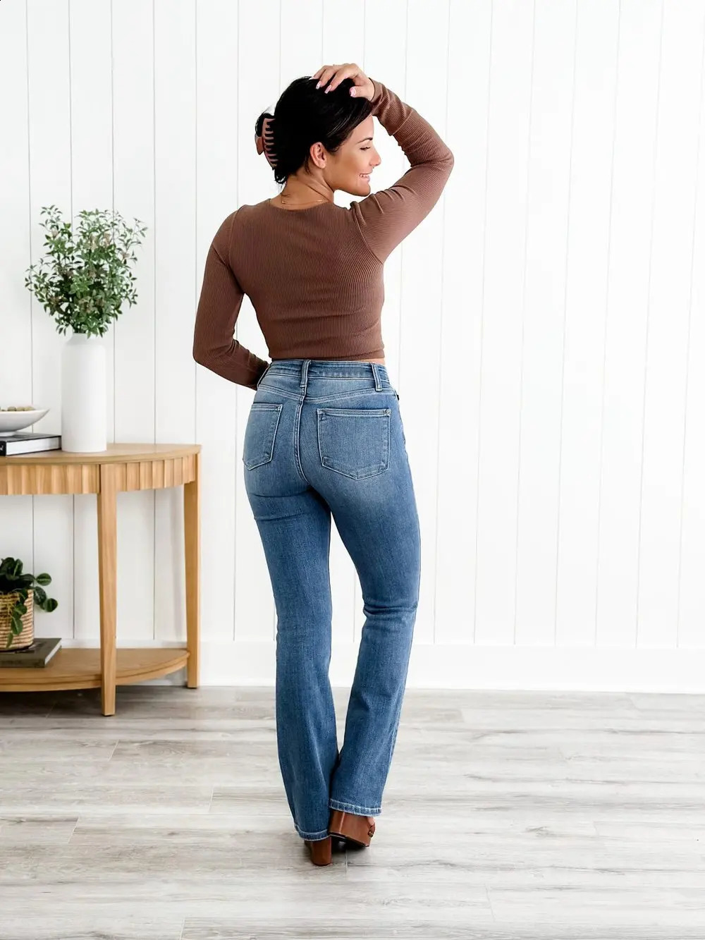 Holy Grail Tummy Control Bootcut Jeans Womens Flared Vintage Stretch Casual High Waist Full Length Slim Wide Leg Streetwear 240810