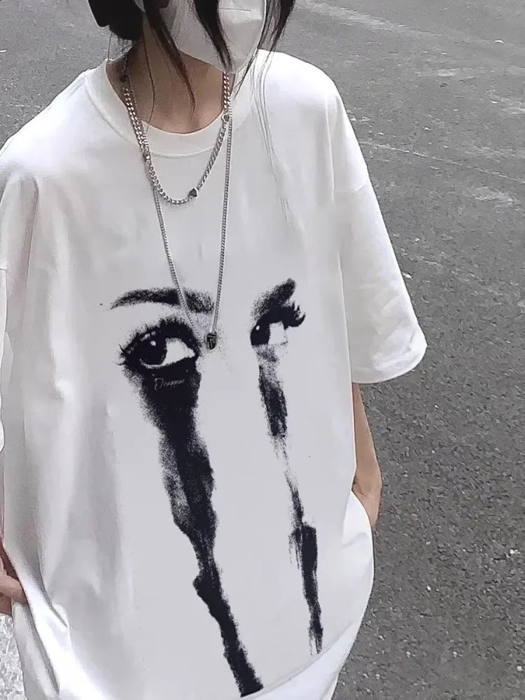 Cotton T-shirt Oversized Summer Short-sleeved White Unisex Streetwear Fashion Women T-Shirt Casual Harajuku Y2k Tees 240810