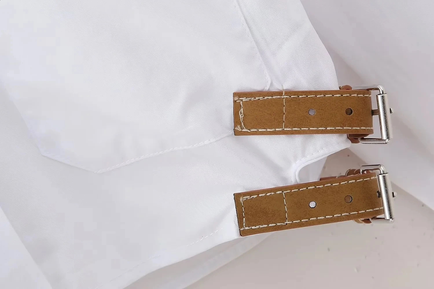 Traf belt cut shirt womens button white fashionable collar long sleeved top 240810
