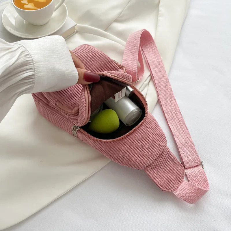 ly Women Chest Pack 2023 Bags for Female Sling Crossbody Shoulder Bag Casual Girls Corduroy Messenger 240810Z