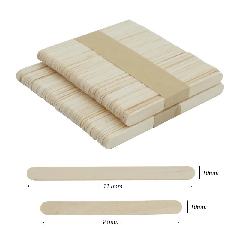 50100pcs Ice Cream Popsicle Sticks Natural Wooden Spoon Hand Crafts Art Lolly Cake Tools 240810