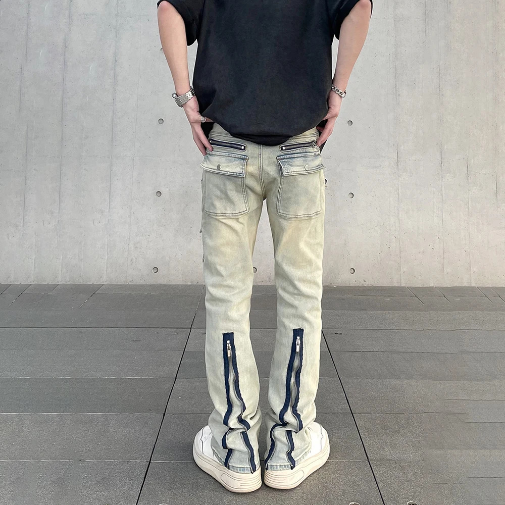Vintage Street Jeans for Men Slim Original Zip Y2k Skinny Vaqueros Pantalones Hombre Autumn Fit Trousers Streetwear Denim Pants 240809