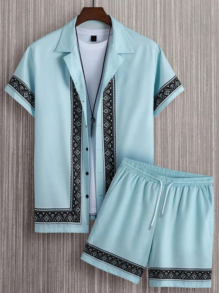 Everyday Fashion Mens Shortsleeved Shirt Summer And Beach Shorts Suit Street Casual 240819