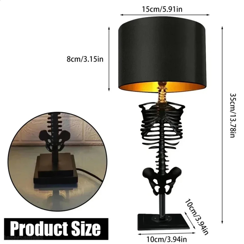 Skull Table Lamp Skeleton Horror 3D Statue Creative Party Ornament Prop Halloween Home Decoration Atmosphere Lamp Night Light 240810CJ