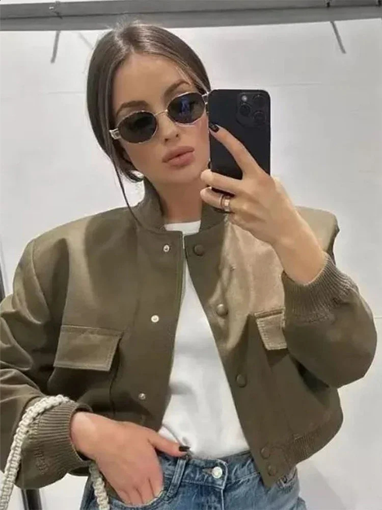 Solid fashion single breasted coat with pockets womens Oneck long sleeves tailored jacket autumn casual business 240808