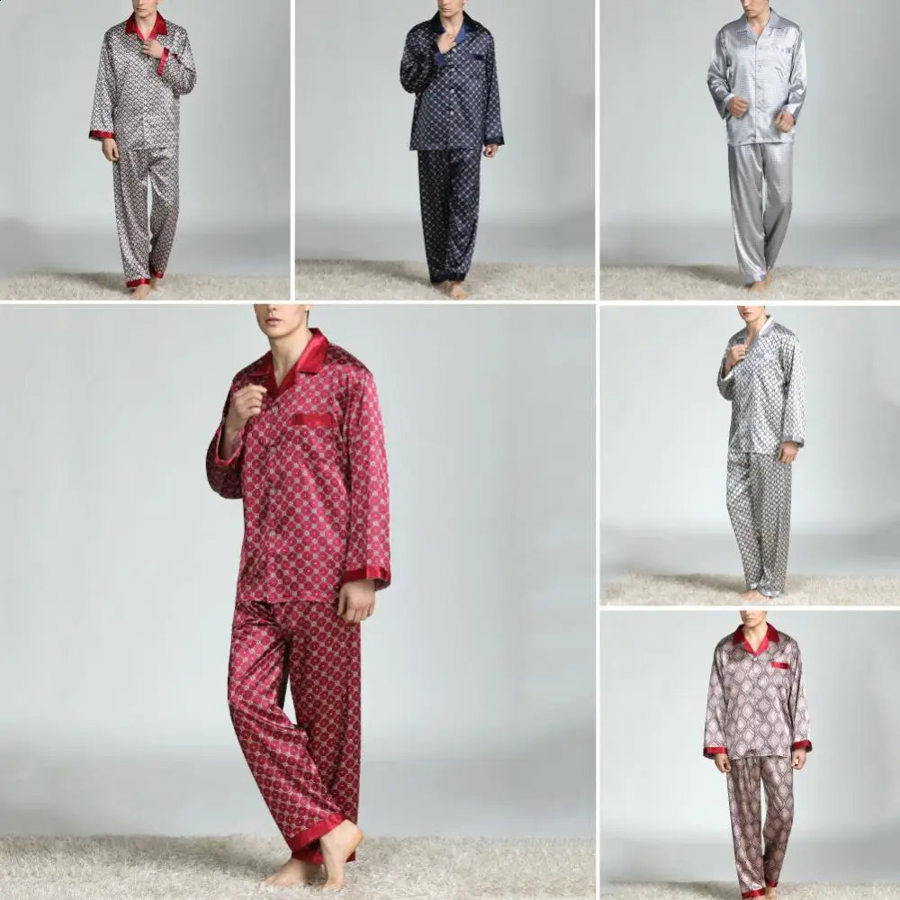 Copy silk pants sleepwear mens summer set 240810