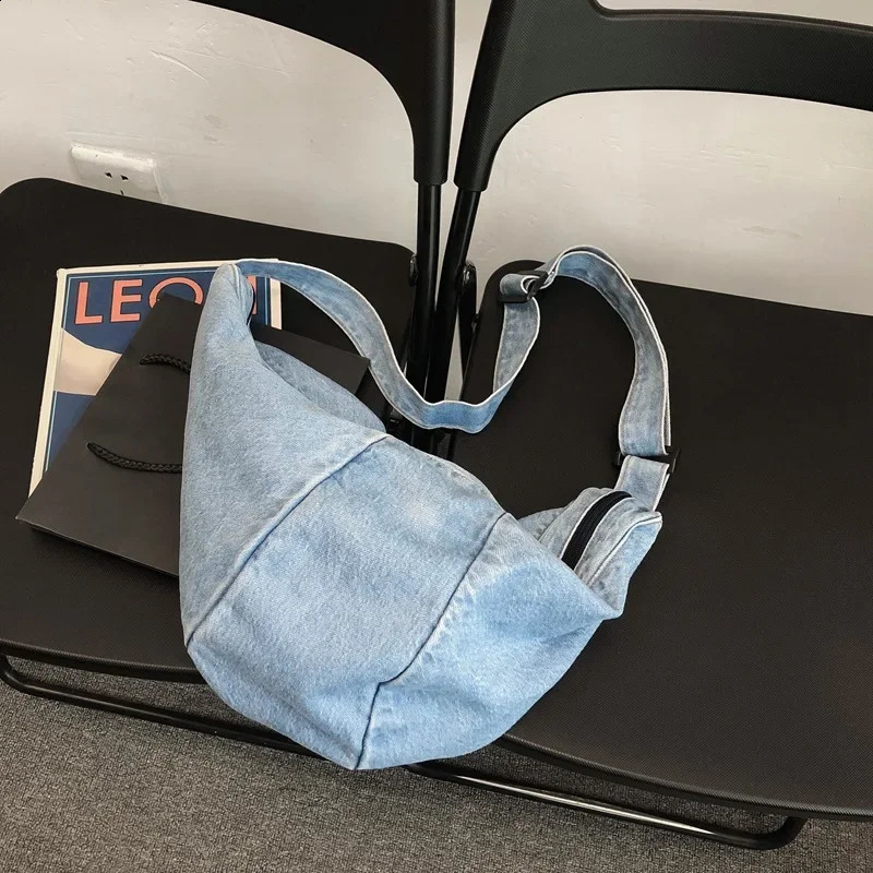 Casual Simplicity Large Shoulder Bag Canvas High Capacity Shopping bag Crossed Body Denim Women Messenger 240813