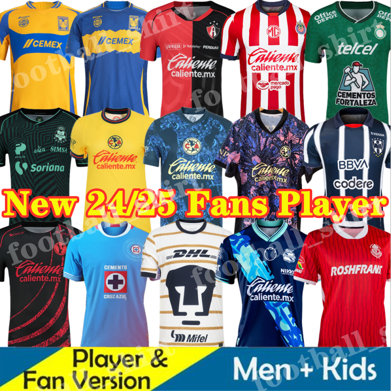 24/25 Club America Soccer Jerseys UNAM igres Cruz Azul Club Mexico 2024 2025 home away Men Top Football shirt kids Kit Tijuana Deportivo Toluca Atlas FC Rayados Puebla