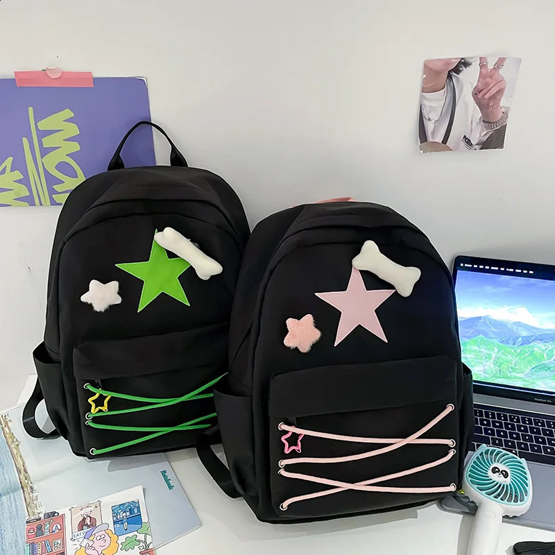 Japanese Y2k s Backapck Kawaii Womens Casual HarajukuTravel Book Bag Trendy Y2k College Student Schoolbags 240806