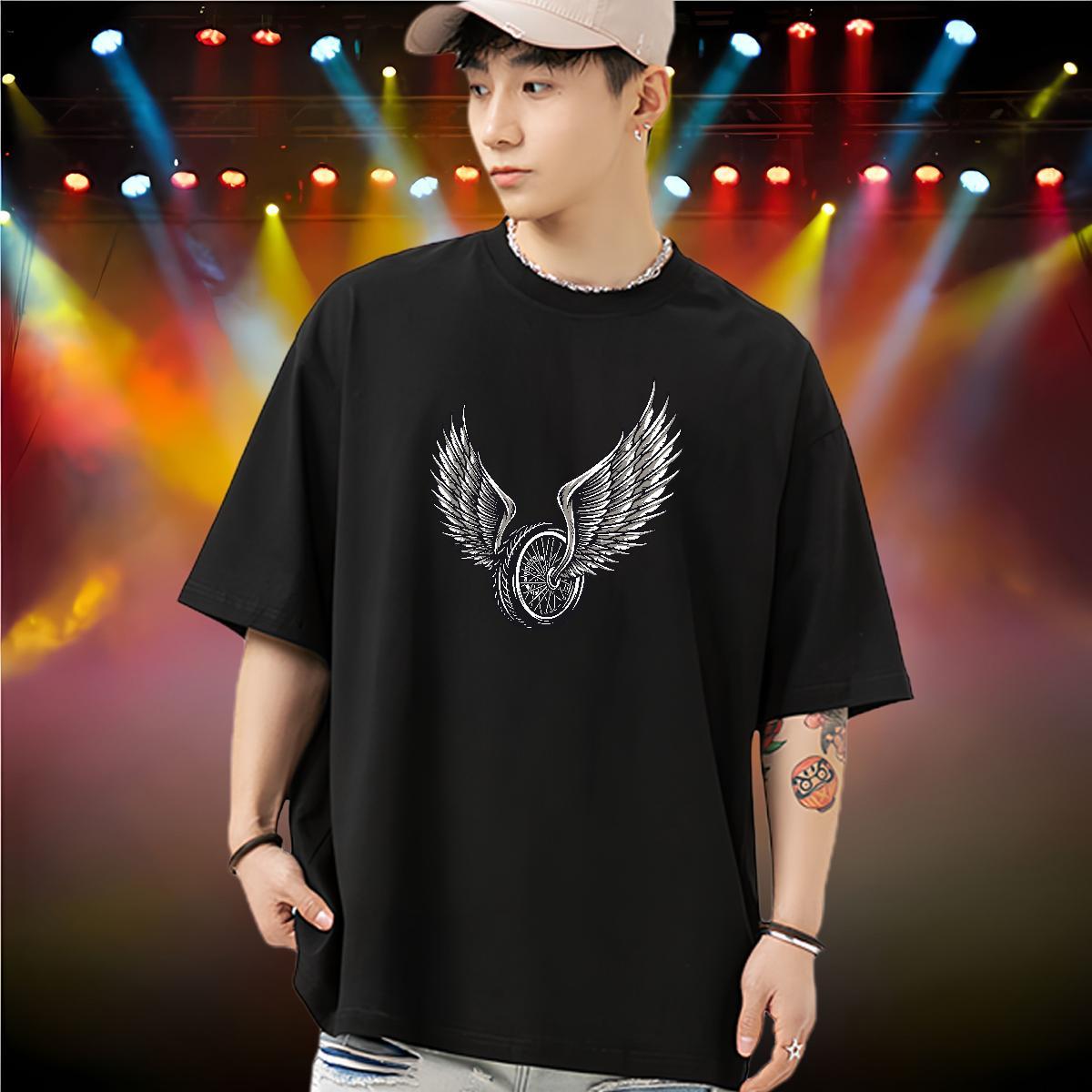 2024 Summer T shirt Motorcycle Tops Tees 100% Cotton 230g Sports Casual Loose Fit Black White Short Sleeve Soft Tshirts