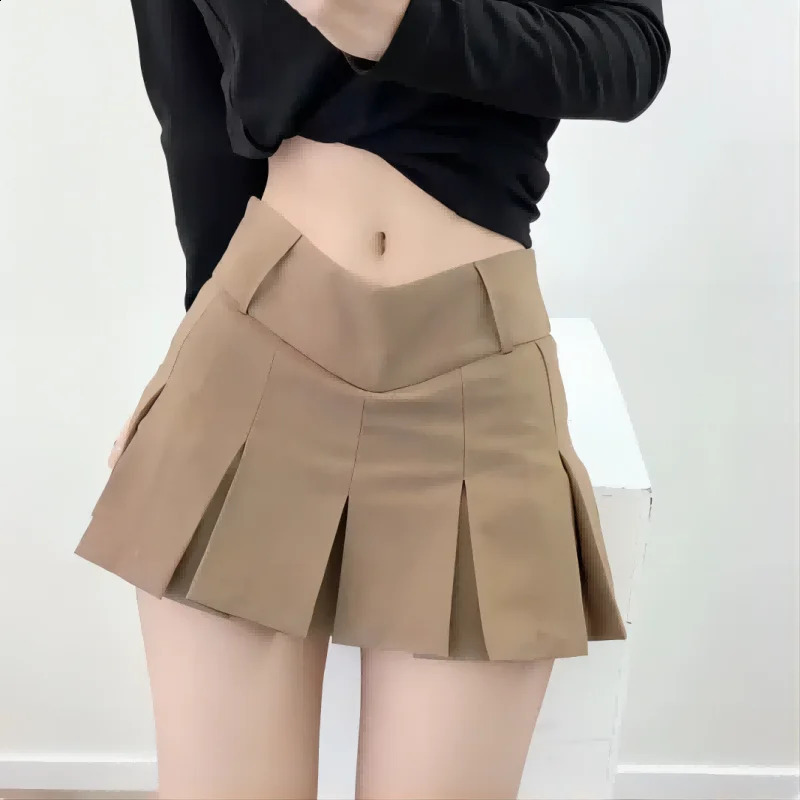 2024 Summer Women Slim Solid Color Pleated Short Skirt College Style Pure Want To Highwaisted Skinnyproof A line Clothing 240810